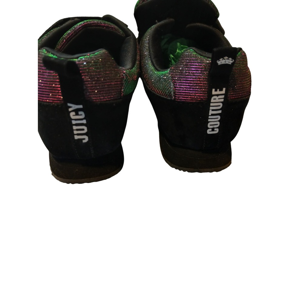 Juicy Couture Women's Glitter Sneakers Rainbow Sparkle Black Velcro Shoes 10 - Picture 7 of 8